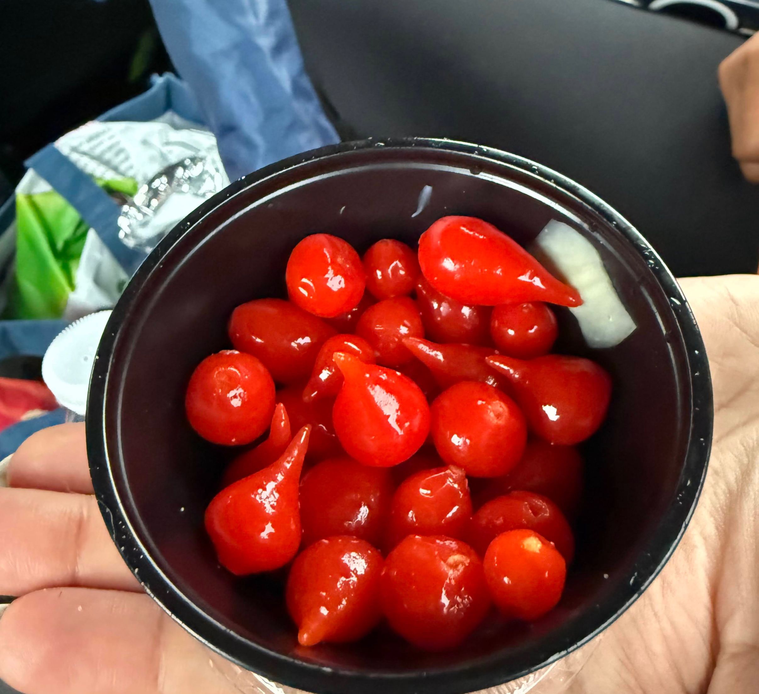 Bright red Sweety Drop peppers at Pictured Rocks Pizza